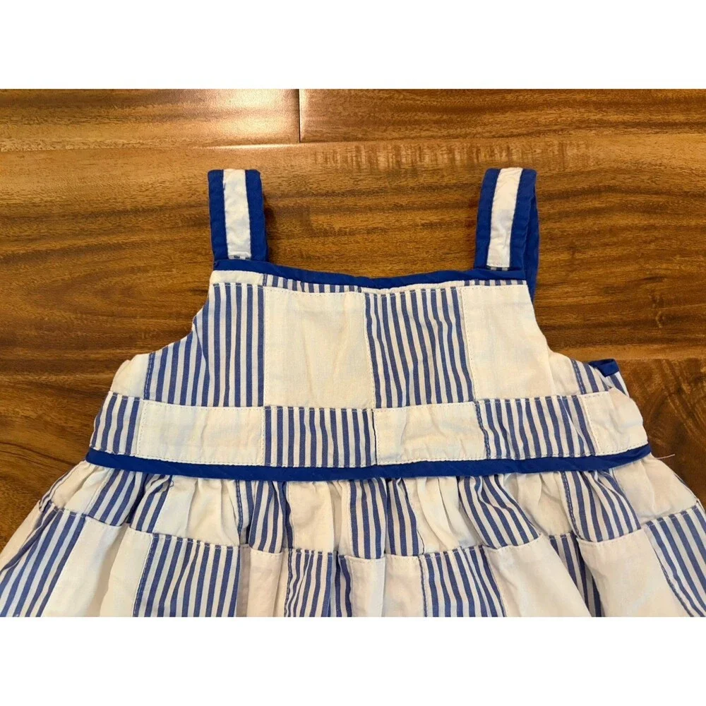 Baby Gap Poplin Patchwork Dress, Blue and White, Size 5T